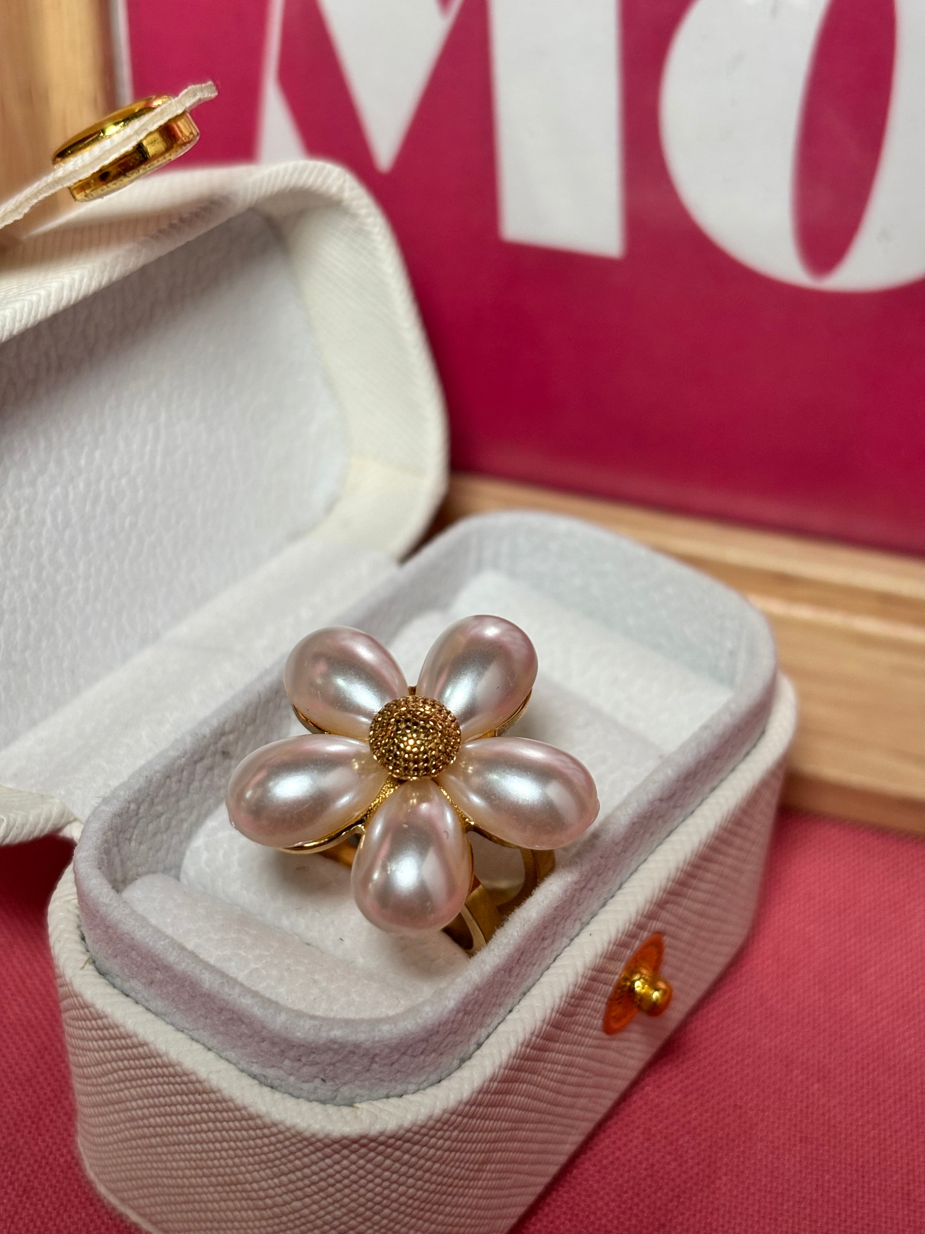 Anillo flor chunky